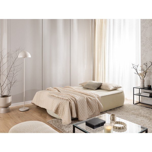 Beżowa/szarobrązowa aksamitna rozkładana/ze schowkiem sofa 210 cm Saga – Ropez-image-4