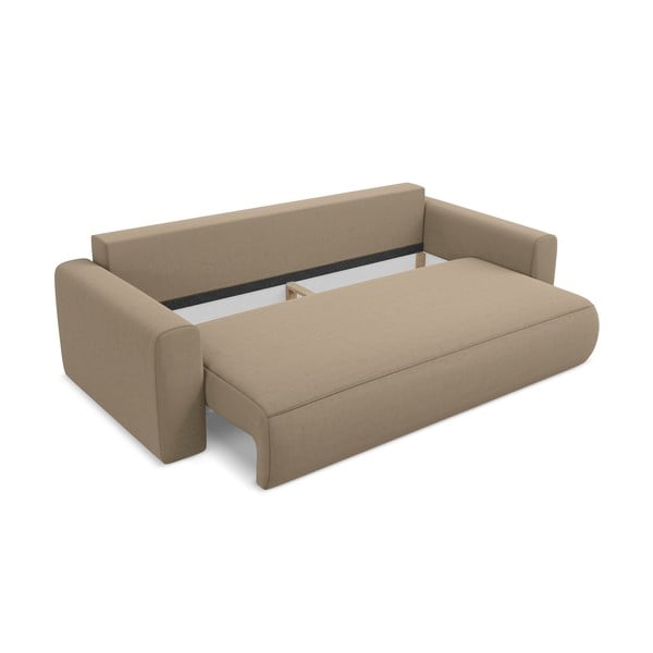 Jasnobrązowa aksamitna rozkładana/ze schowkiem sofa 238 cm Kapua – Makamii-image-3