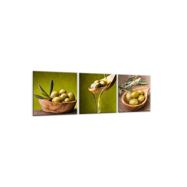 Zestaw 3 obrazów Styler Glasspik Set Olives-image-2