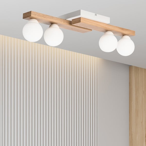 Lampa sufitowa w biało-naturalnym kolorze ze szklanym kloszem ø 12 cm Cortina – LAMKUR-image-4