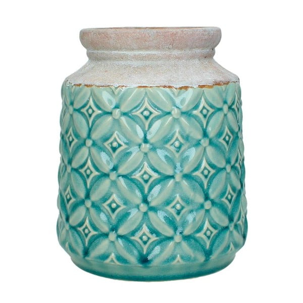 Turkusowy wazon ceramiczny HF Living Shell, wys. 20 cm
