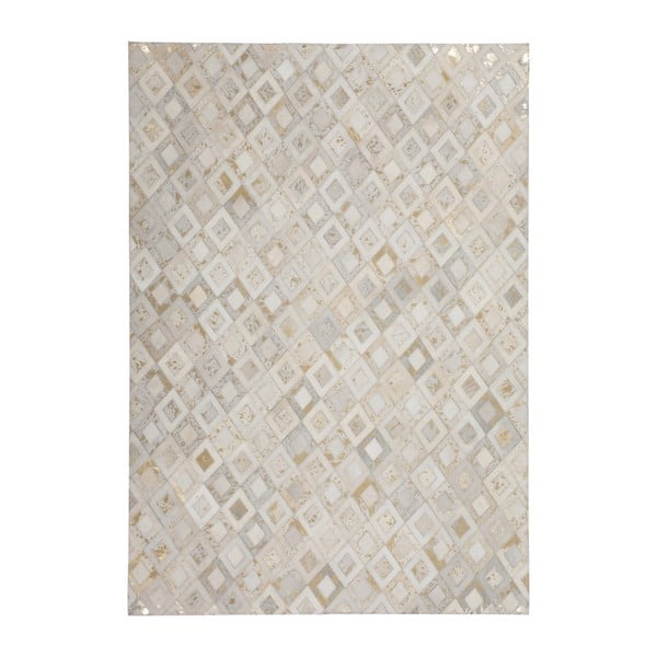 Kremowo-złoty skórzany dywan Dazzle, 80x150cm
