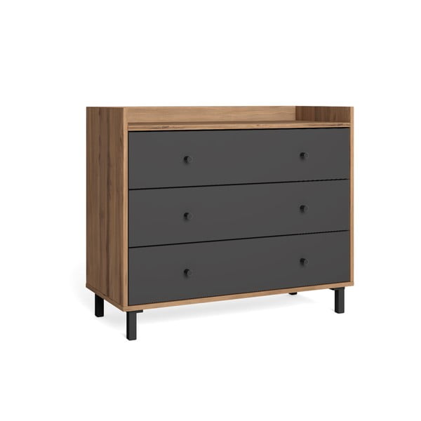 Szara niska komoda w dekorze orzecha 92x75 cm Malta – Marckeric-image-1