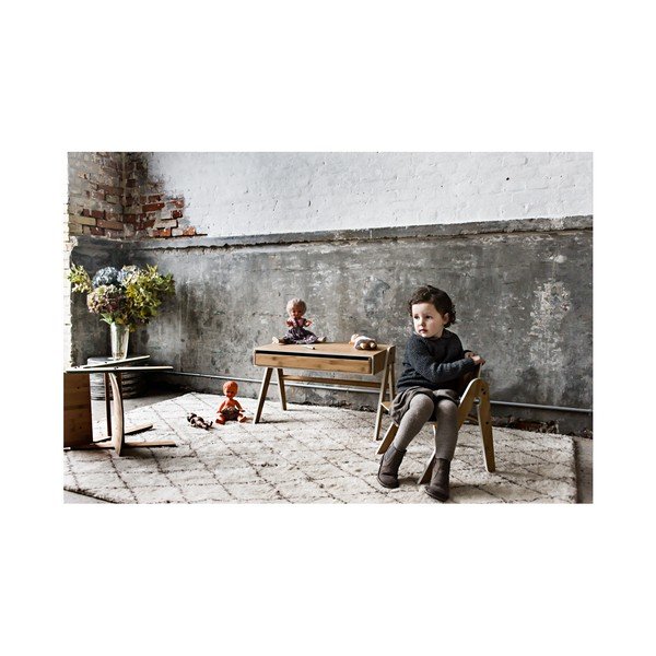 Bambusowy stolik dziecięcy z szarymi detalami We Do Wood Geo's-image-4