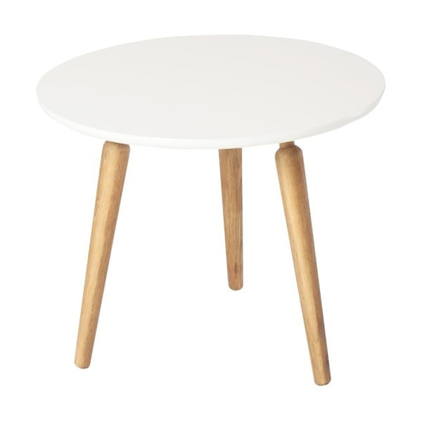 Stolik z białym blatem z drewna dębowego Folke Cappuccino, wys. 50 cmx∅ 60 cm