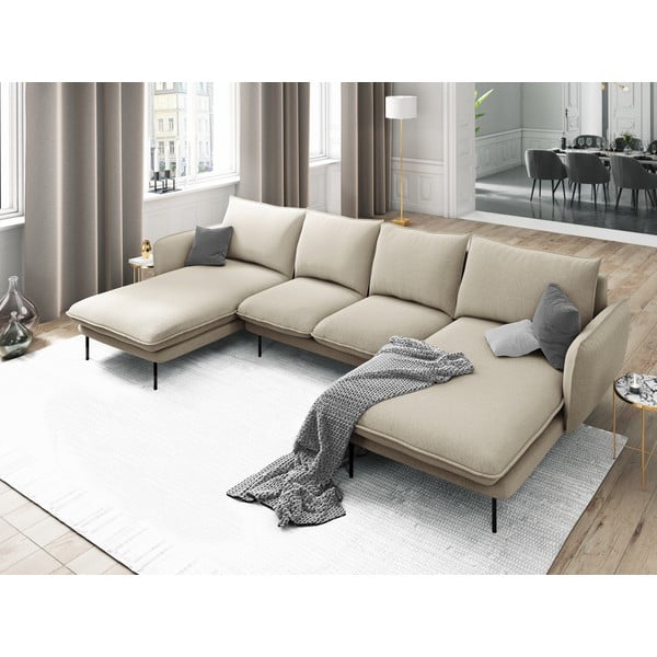 Beżowa sofa w kształcie litery U Cosmopolitan Design Vienna-image-1