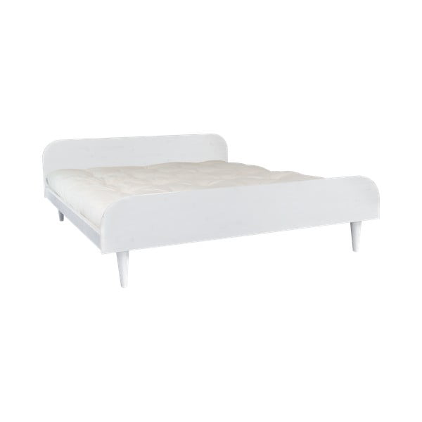 Łóżko dwuosobowe z drewna sosnowego z materacem Karup Design Twist Comfort Mat White/Natural, 180x200 cm