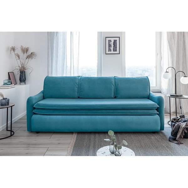 Turkusowa aksamitna rozkładana sofa Miuform Tender Eddie-image-2