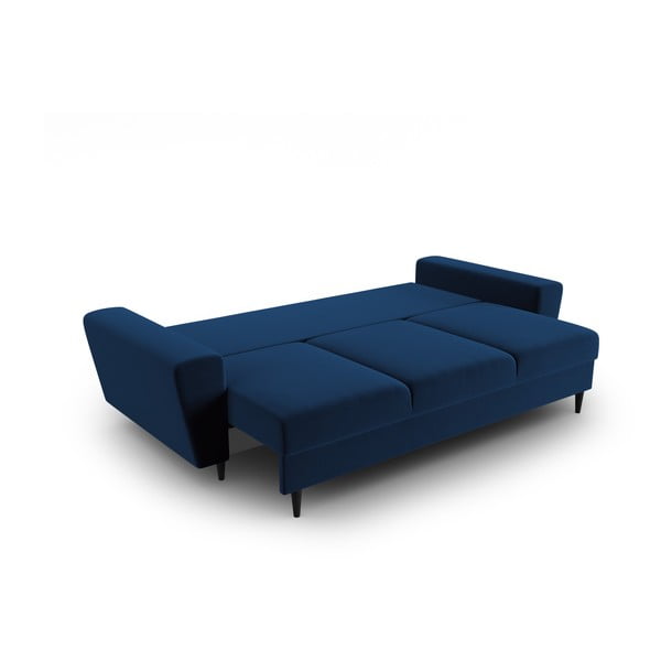 Niebieska aksamitna rozkładana sofa ze schowkiem 235 cm Kyoto – Cosmopolitan Design-image-2
