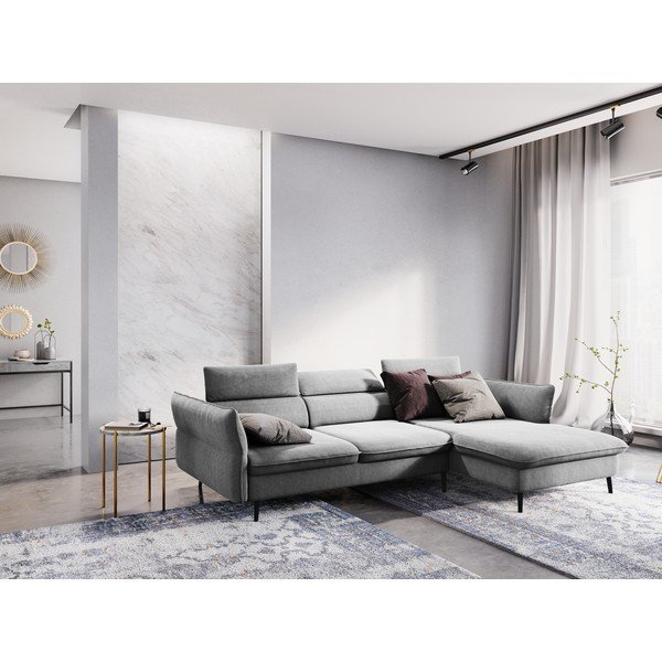 Jasnoszara 5-osobowa sofa rozkładana ze schowkiem Milo Casa Dario, prawy róg-image-1
