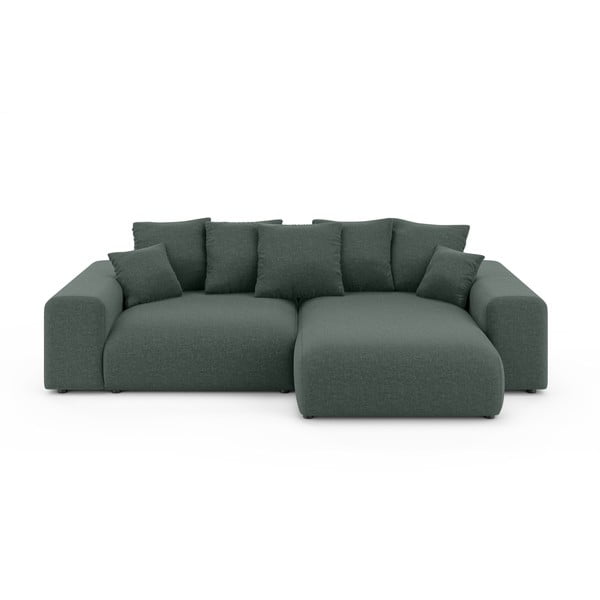 Ciemnozielony rozkładany narożnik ze schowkiem (strona zmienna) Luma – Ropez