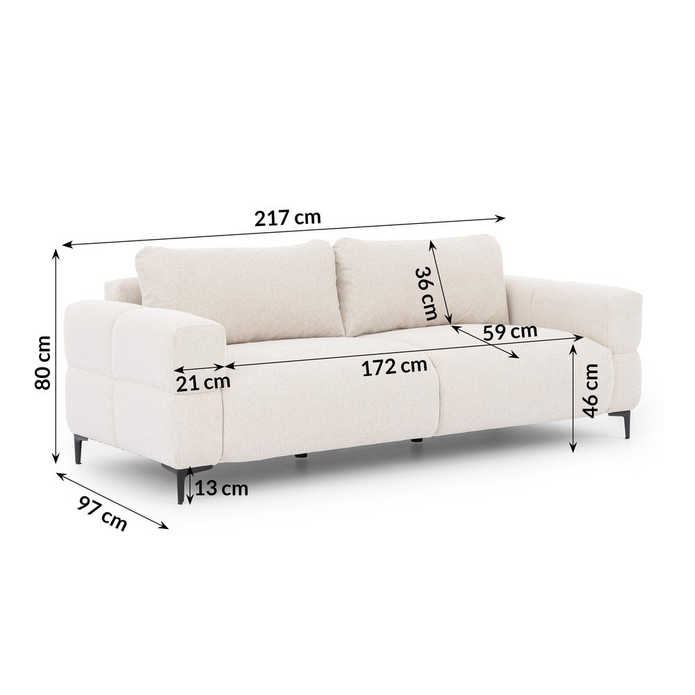 Biała sofa 217 cm Helio – Ropez (zdjęcie 3)