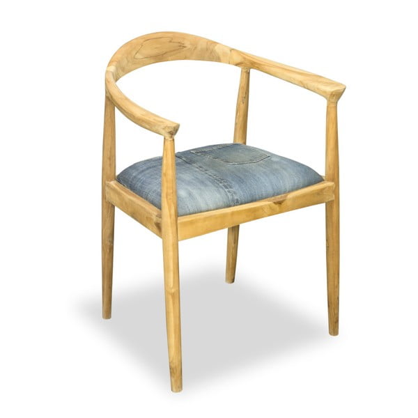 Krzesło do jadalni z drewna tekowego Bluebone Denim