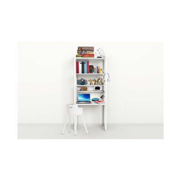 Biała szafka dziecięca z biurkiem Flexa Shelfie, wys. 189,2 cm-image-1