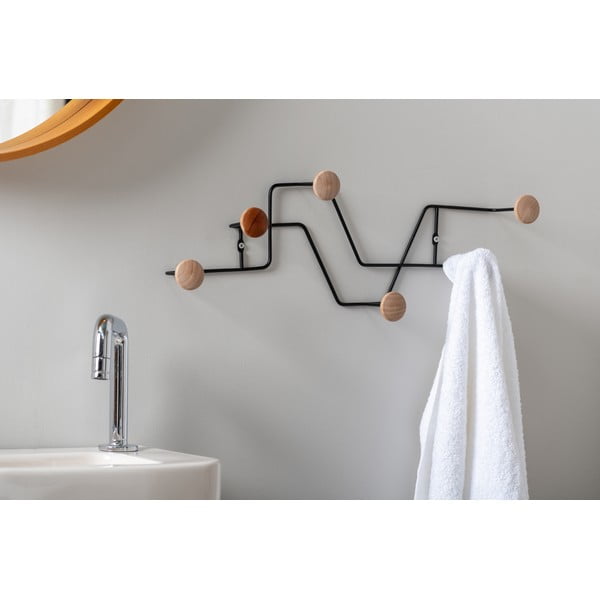 Czarny metalowy wieszak ścienny Zig Zag – PT LIVING-image-1