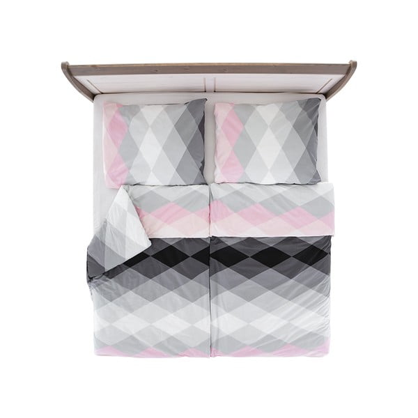 Różowo-szara krepowa pościel jednoosobowa 140x200 cm Top Class – B.E.S.-image-1