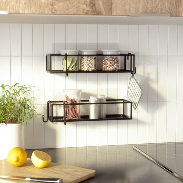 Czarne samoprzylepne stalowe półki łazienkowe 2 szt. Cubiko – Umbra-image-4