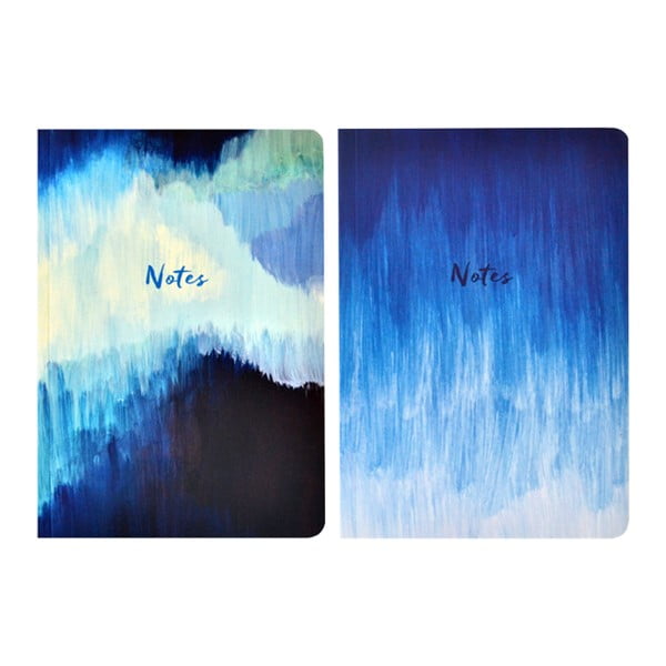 Zestaw 2 notesów A5 Portico Designs Blue Abstract, 100 stron