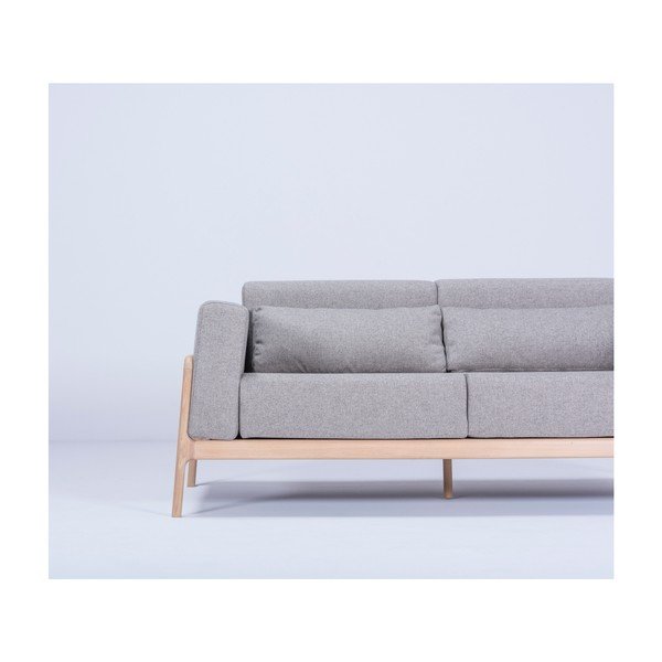 Szara sofa z konstrukcją z litego drewna dębowego Gazzda Fawn, 180 cm-image-2