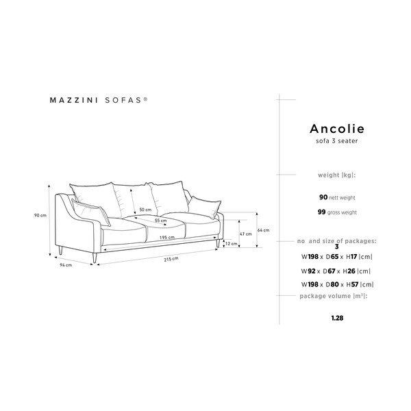 Beżowa rozkładana sofa ze schowkiem Mazzini Sofas Ancolie, 215 cm-image-1