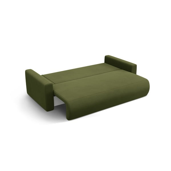 Zielona aksamitna rozkładana sofa ze schowkiem 238 cm Belfast – Cosmopolitan Design-image-3