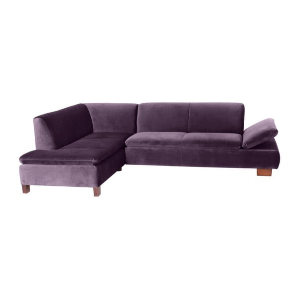 Fioletowa sofa narożna lewostronna z regulowanym podłokietnikiem Max Winzer Terrence Williams