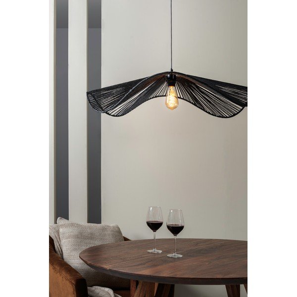 Czarna metalowa lampa wisząca z kloszem plecionki papierowej ø 80 cm Sombra – Leitmotiv-image-1