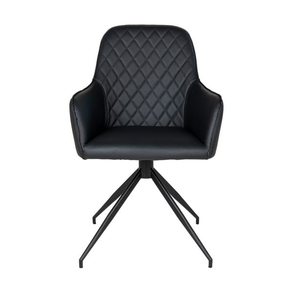 Czarny tapicerowany fotel jadalniany Harbo – House Nordic-image-2