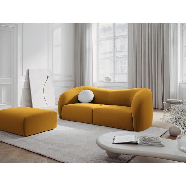 Musztardowa aksamitna sofa 197 cm Santi – Interieurs 86-image-1