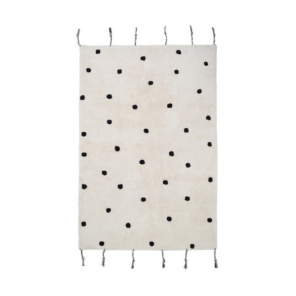 Czarno-kremowy bawełniany dywan tkany ręcznie odpowiedni do prania 100x150 cm Nümi Black – Nattiot