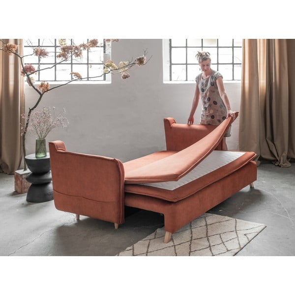 Ceglasta aksamitna rozkładana sofa 225 cm Charming Charlie – Miuform-image-4