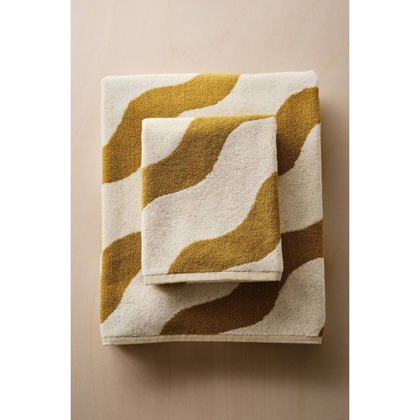 Żółty/kremowy bawełniany ręcznik 50x70 cm Waves – Jotex-image-3