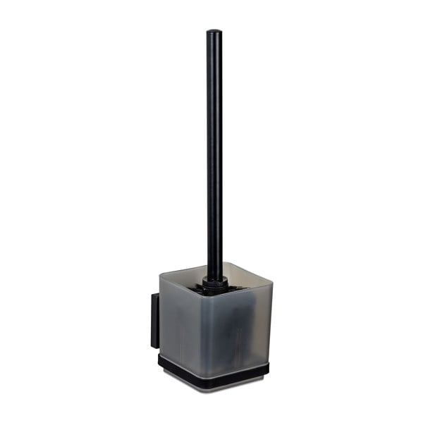 Czarna samoprzylepna plastikowa szczotka do WC Quadro – Wenko