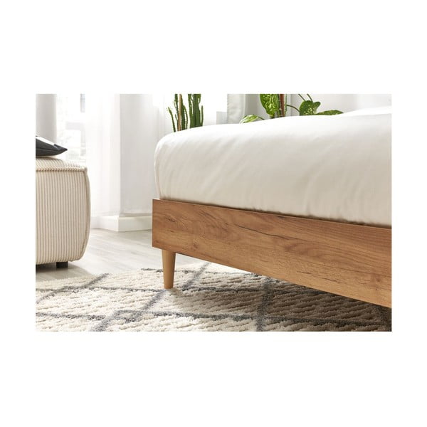 Ciemnoszaro-naturalne łóżko dwuosobowe ze stelażem 160x200 cm Noa – Bobochic Paris-image-3