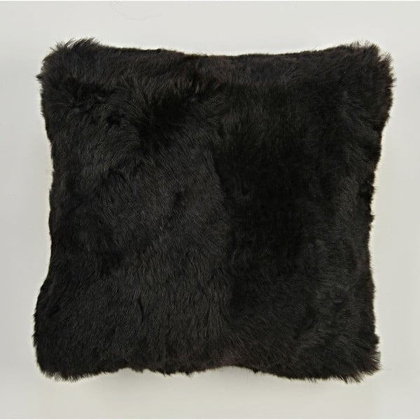 Dwustronna futrzana poduszka z krótkim włosem Blacky, 50x50 cm