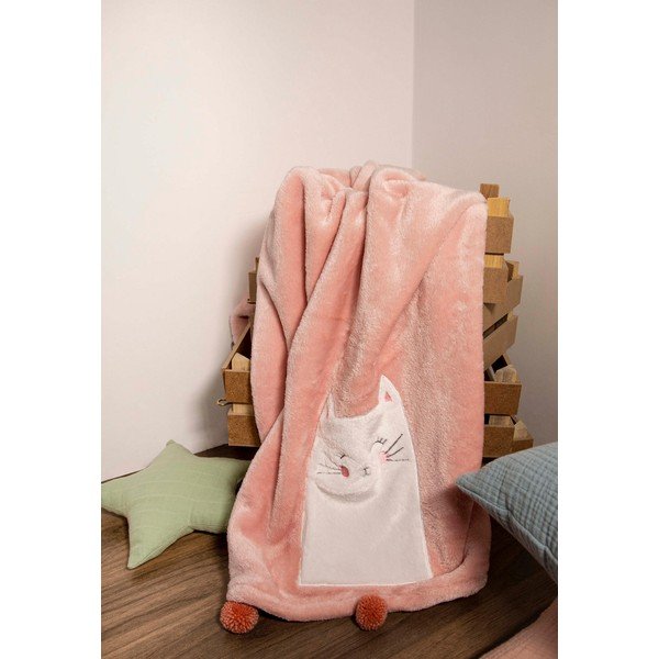 Różowy bawełniany koc dziecięcy 75x120 cm Kitty – Mijolnir-image-2