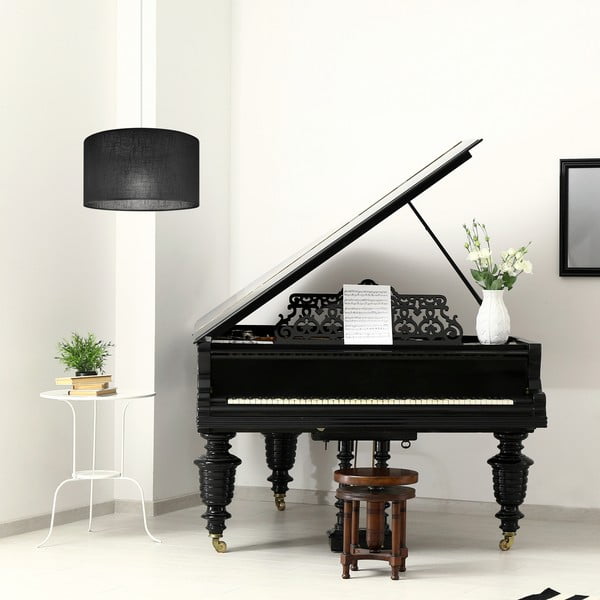 Czarna lampa wisząca z tekstylnym kloszem ø 35 cm Vivian – LAMKUR-image-2