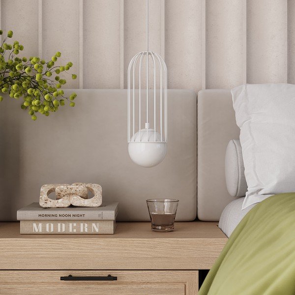 Biała lampa wisząca ze szklanym kloszem Belinda – Sollux-image-1