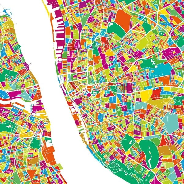 Obraz Homemania Maps Liverpool, 60x60 cm