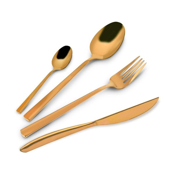 Sztućce 24 szt. ze stali nierdzewnej w kolorze złota Gold – Orion-image-2