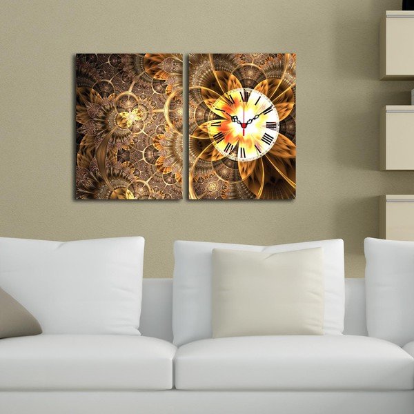 Wieloczęściowy obraz z zegarem Clock, 60x38 cm-image-1