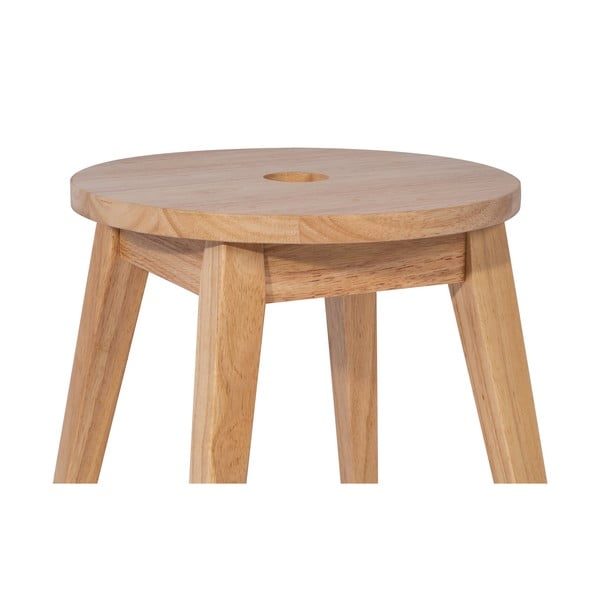 Stołek z litego drewna kauczukowego w jasnym naturalnym kolorze Club – Bonami Essentials-image-2