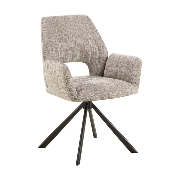 Jasnoszary tapicerowany fotel jadalniany z podłokietnikami Graham – Actona