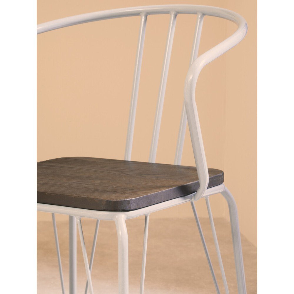 Szare/w ciemnym naturalnym kolorze krzesło z litego drewna wiązu District – Premier Housewares (zdjęcie 6)