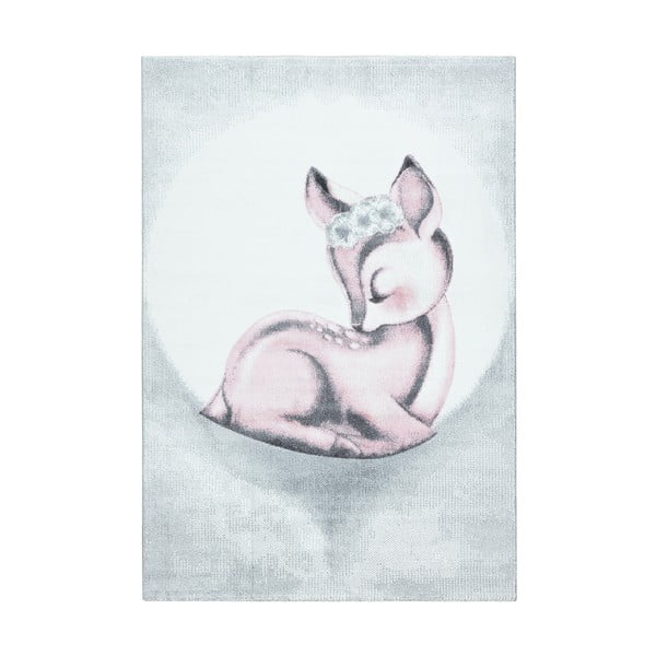 Jasnoszaro-różowy dywan dziecięcy 140x200 cm Bambi – Ayyildiz Carpets
