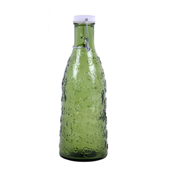 Zielona butelka szklana Ego Dekor Flora, 1 l