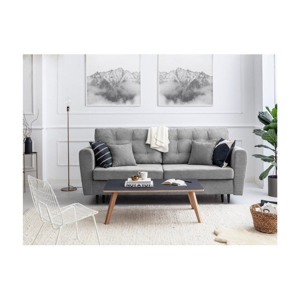 Szara 3-osobowa sofa rozkładana ze schowkiem Cosmopolitan Design Lyon-image-1