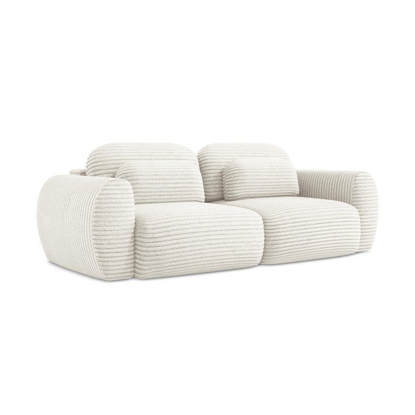 Beżowa sztruksowa rozkładana sofa ze schowkiem 266 cm Kini – Makamii-image-1