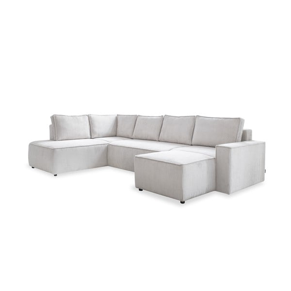 Biały sztruksowy rozkładany narożnik (lewostronny/w kształcie litery U) Brave Dave – Miuform