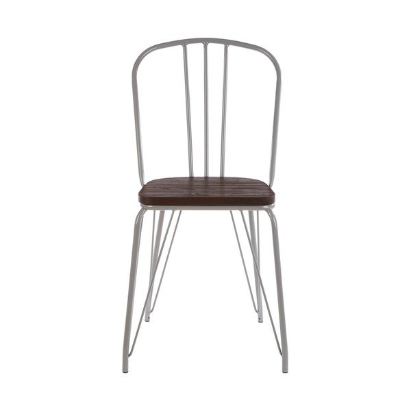 Szare/w ciemnym naturalnym kolorze krzesło z litego drewna wiązu District – Premier Housewares-image-2